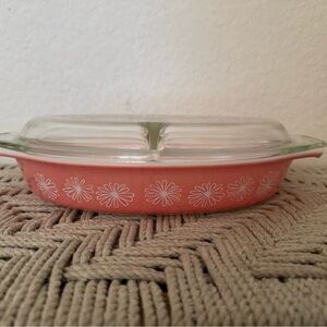 Vintage Pyrex Pink Daisy Casserole Dish WITH LID